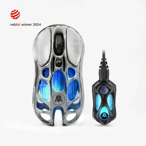 GravaStar Mercury M1 Pro Wireless Gaming Mouse - Battle Worn Silver Mist Version with 4K Dongle