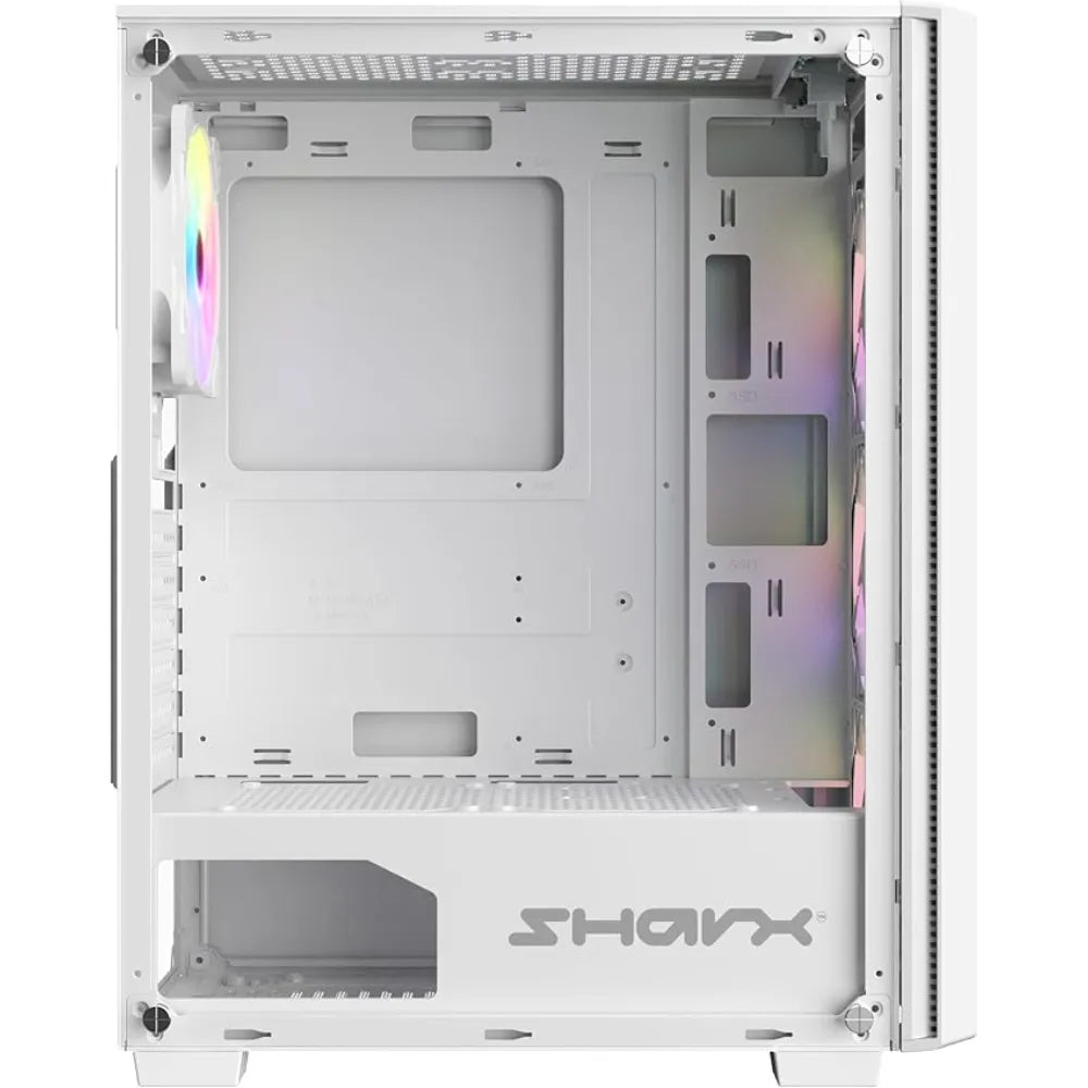 Sharx STRIKER ARGB ATX PC Case 4x120mm Pre Installed Fans | Glass Side Panel - white