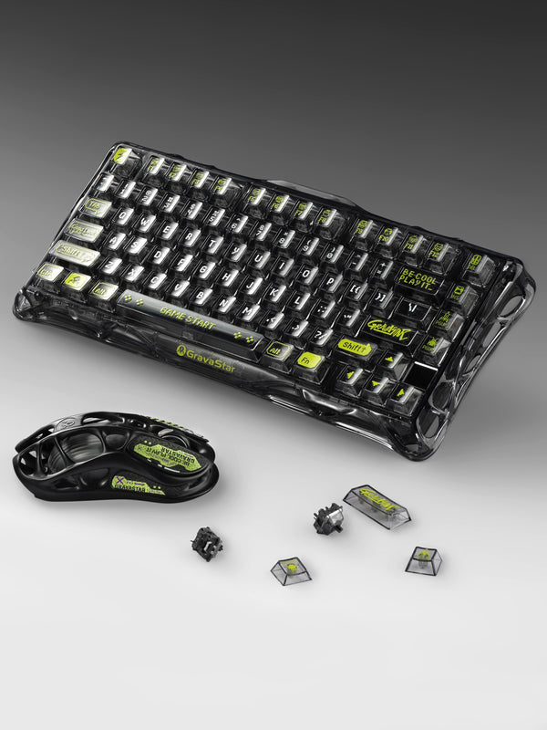 GravaStar Mercury K1 Lite 75% Wireless Mechanical Gaming Keyboard - Transparent Black