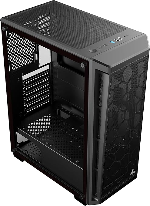 SHARX RAZORFIN ARGB - ATX PC Case With Front Mesh Panel, 4 x 120mm Pre-Installed Fans Model R-200, Black