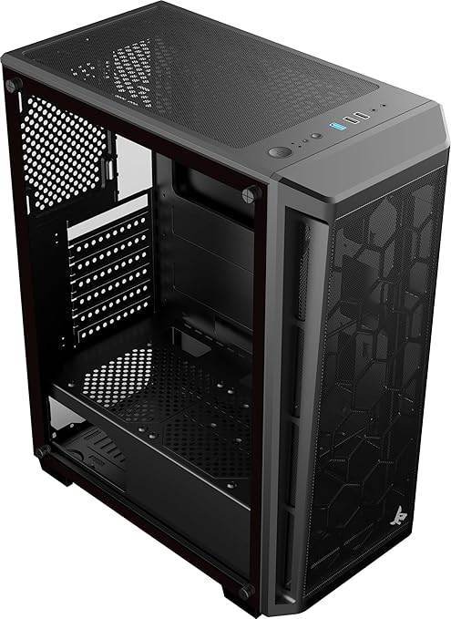SHARX RAZORFIN ARGB - ATX PC Case With Front Mesh Panel, 4 x 120mm Pre-Installed Fans Model R-200, Black