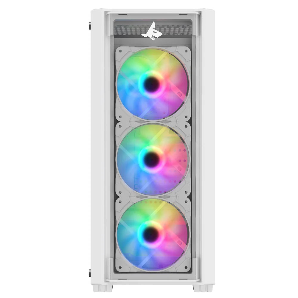 Sharx STRIKER ARGB ATX PC Case 4x120mm Pre Installed Fans | Glass Side Panel - white