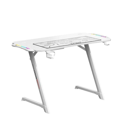 Gamax TD-03 Carbon Fiber Gaming Table 100*60*75cm with RGB Light & Mousepad - White
