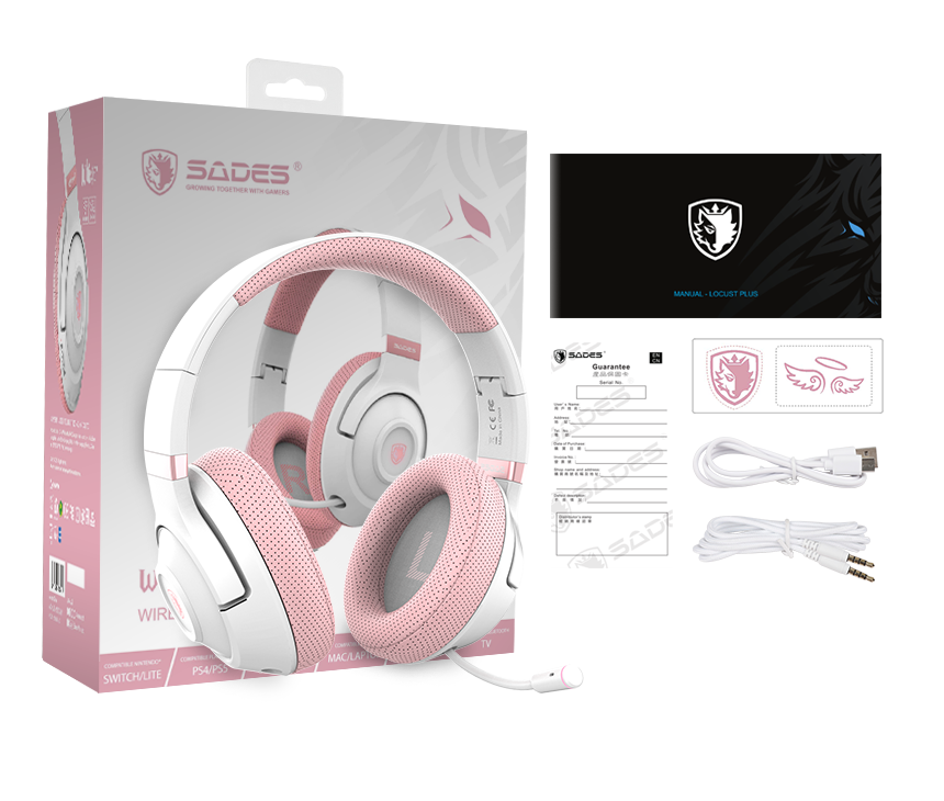 SADES WHISPER WIRELESS-BL HEADSET(SA-205) Black & Pink