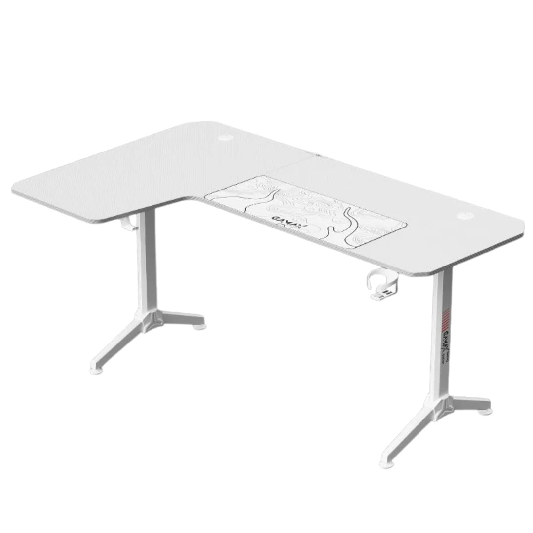 Gamax HY-L Gaming Table (L-Shaped) 160*100*75cm with Mousepad Left - White