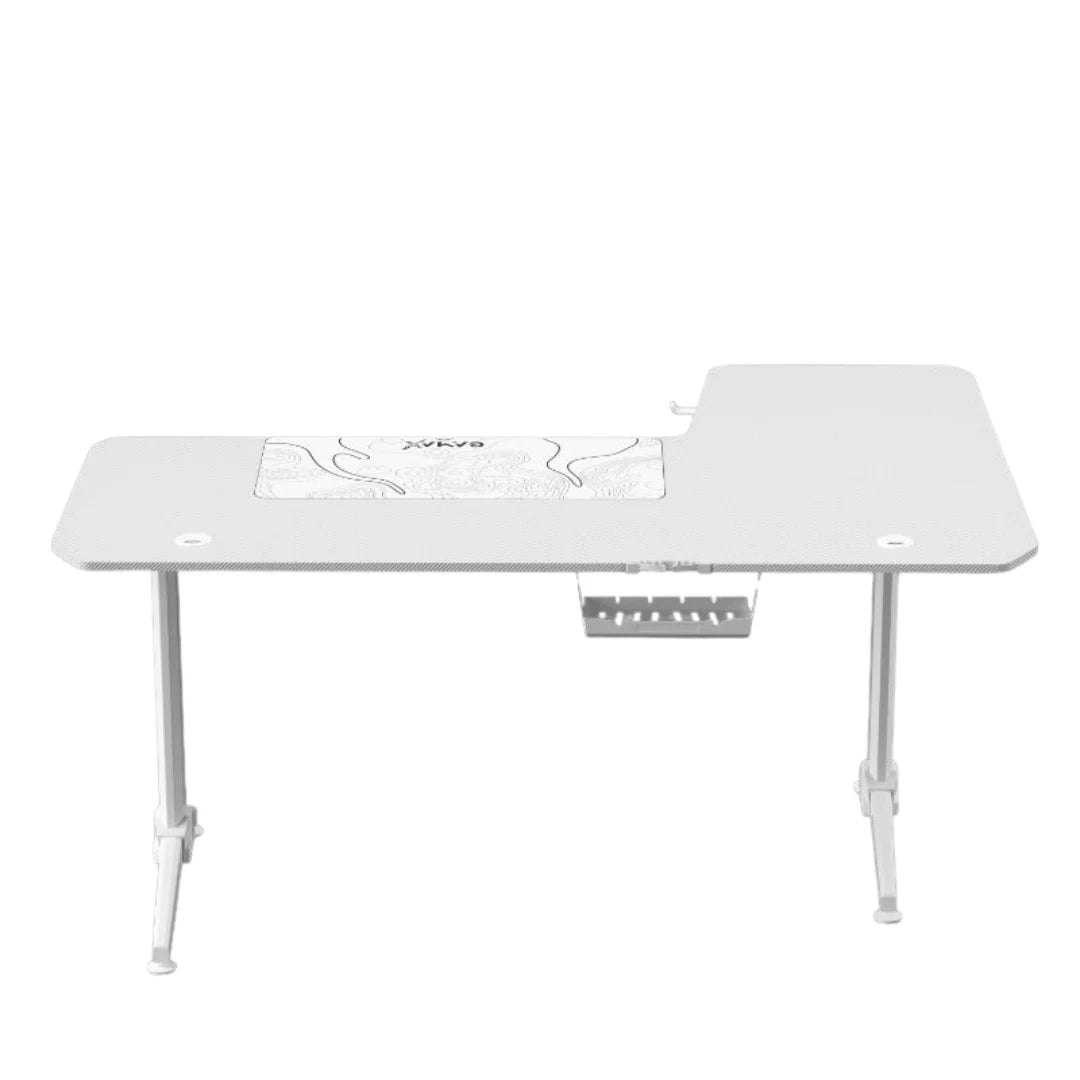 Gamax HY-L Gaming Table (L-Shaped) 160*100*75cm with Mousepad Left - White