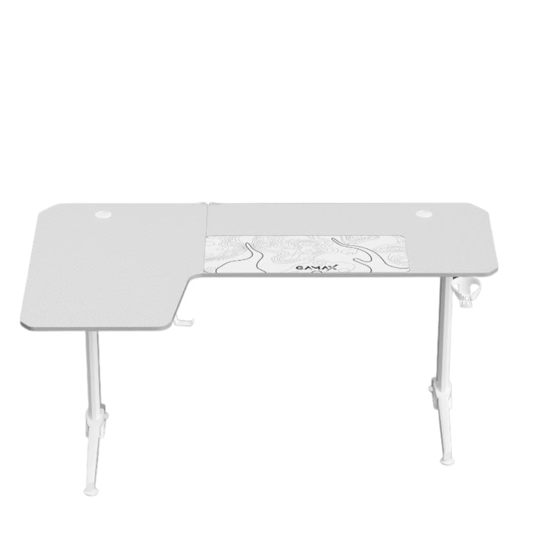 Gamax HY-L Gaming Table (L-Shaped) 160*100*75cm with Mousepad Left - White