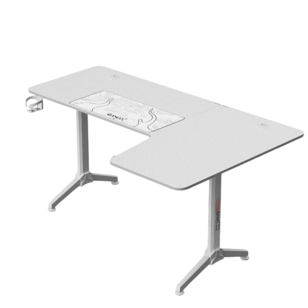 Gamax HY-R Gaming Table (L-Shaped) 160*100*75cm with Mousepad Right - White