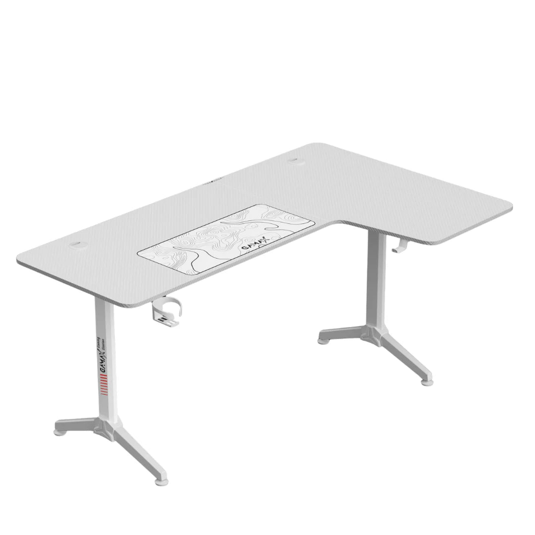 Gamax HY-R Gaming Table (L-Shaped) 160*100*75cm with Mousepad Right - White